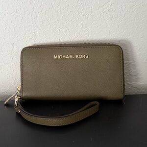 Michael Kors Wristlet/Clutch Wallet - Army Green